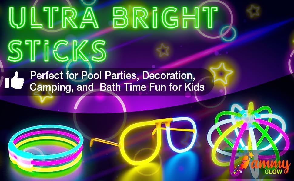 205pc Glow Sticks Bulk Party Pack - Party Favors for Kids 4-8, Glow in The Dark Party Supplies - Eye Glasses, Bracelets & Necklaces - Wedding Favors, Easter Basket Essentials