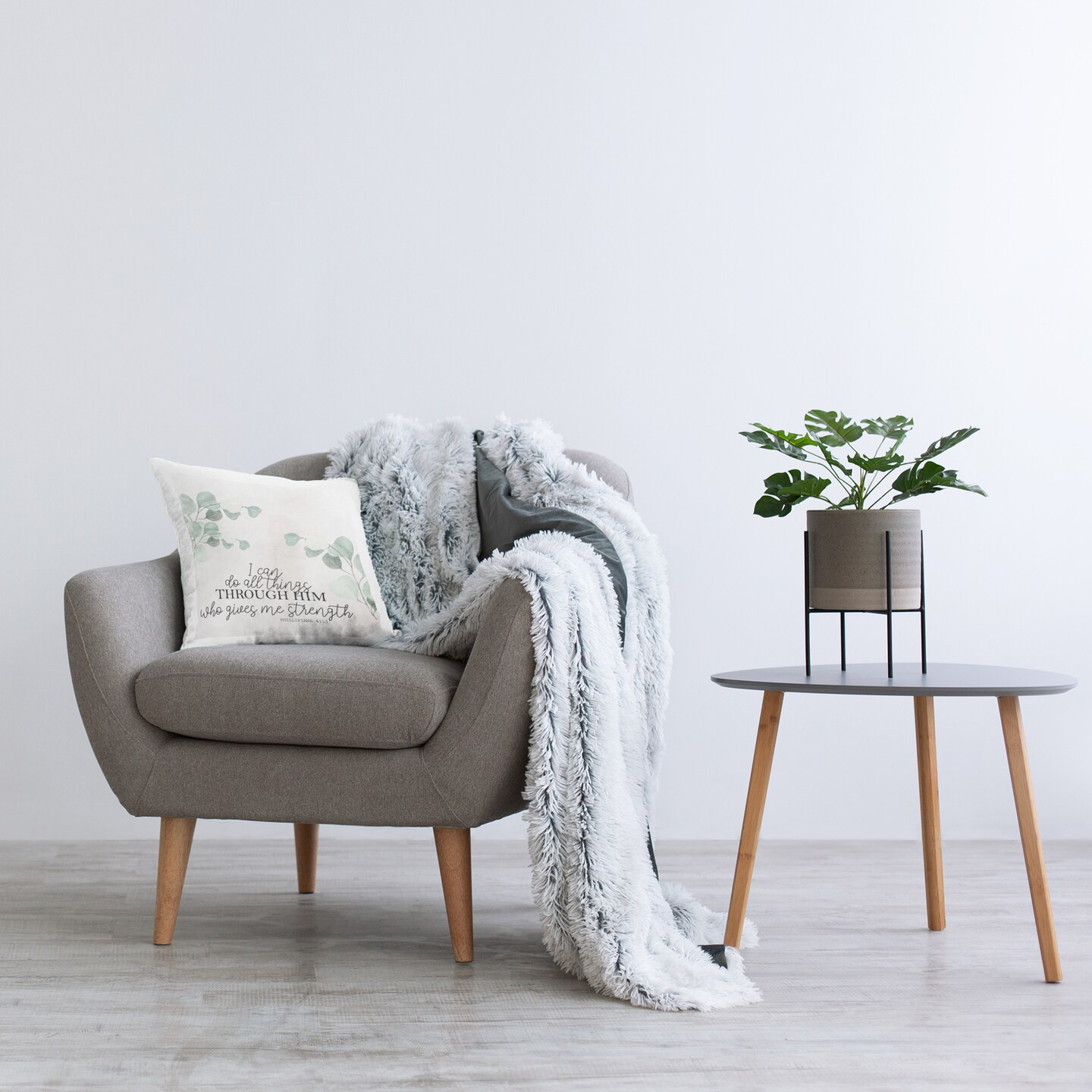 Stupell Industries All Things Through Him Proverb Decorative Printed Throw Pillow, design by Kim Allen, 18 x 7 x 18