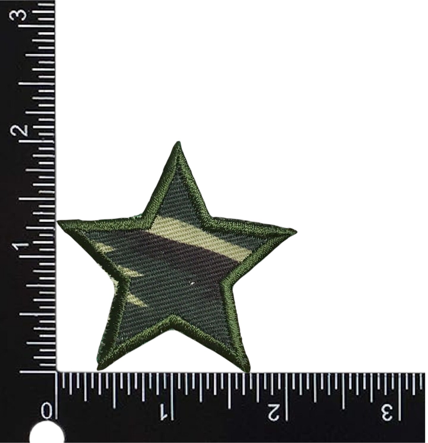 Set of 3, Green Camo Star, 2 inch, Embroidered, Iron on Patch