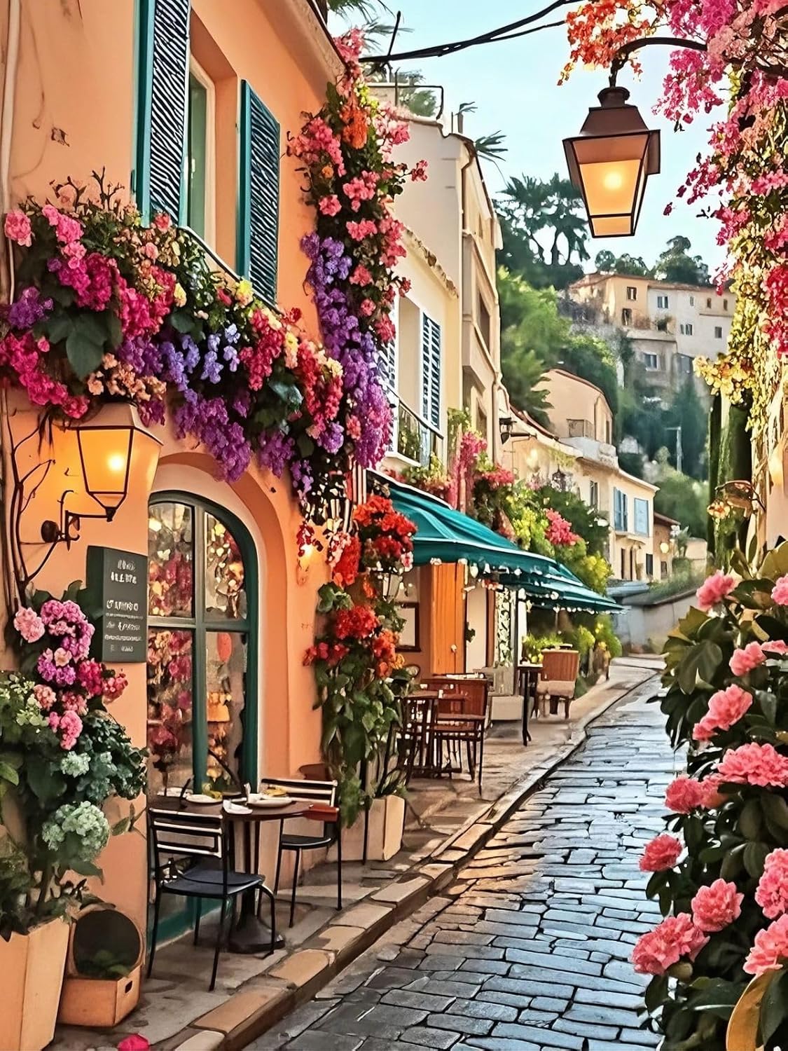 Landscape Diamond Art Kits for Adults, Flowers Street Scenery Diamond Painting Kits, 5D DIY Full Drill Crystal Rhinestone Gem Art Craft Kits for Home Wall Decor