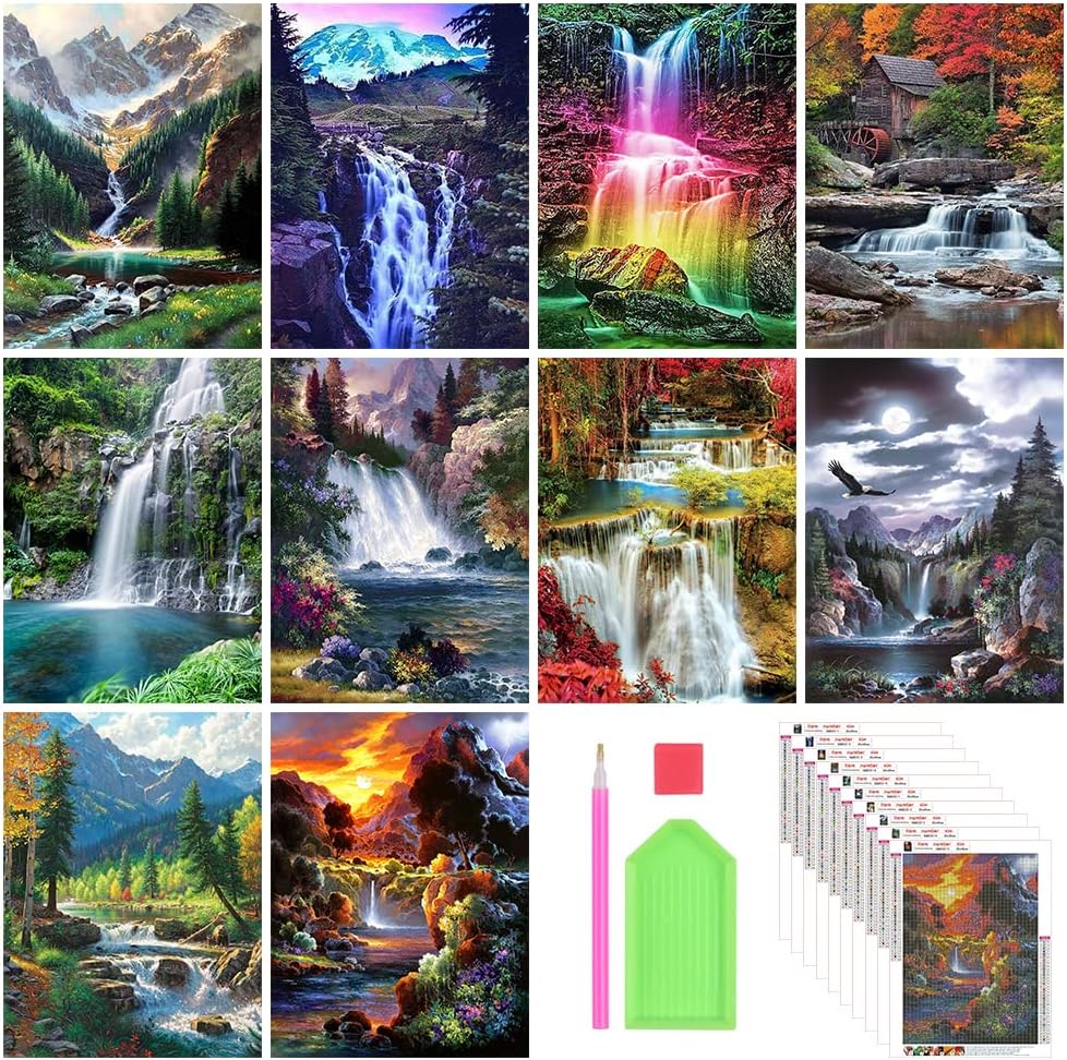 Diamond Painting Kits for Adults, 10 Pack 5D Diamond Art Kits for Beginners Round Full Drill Diamond Painting