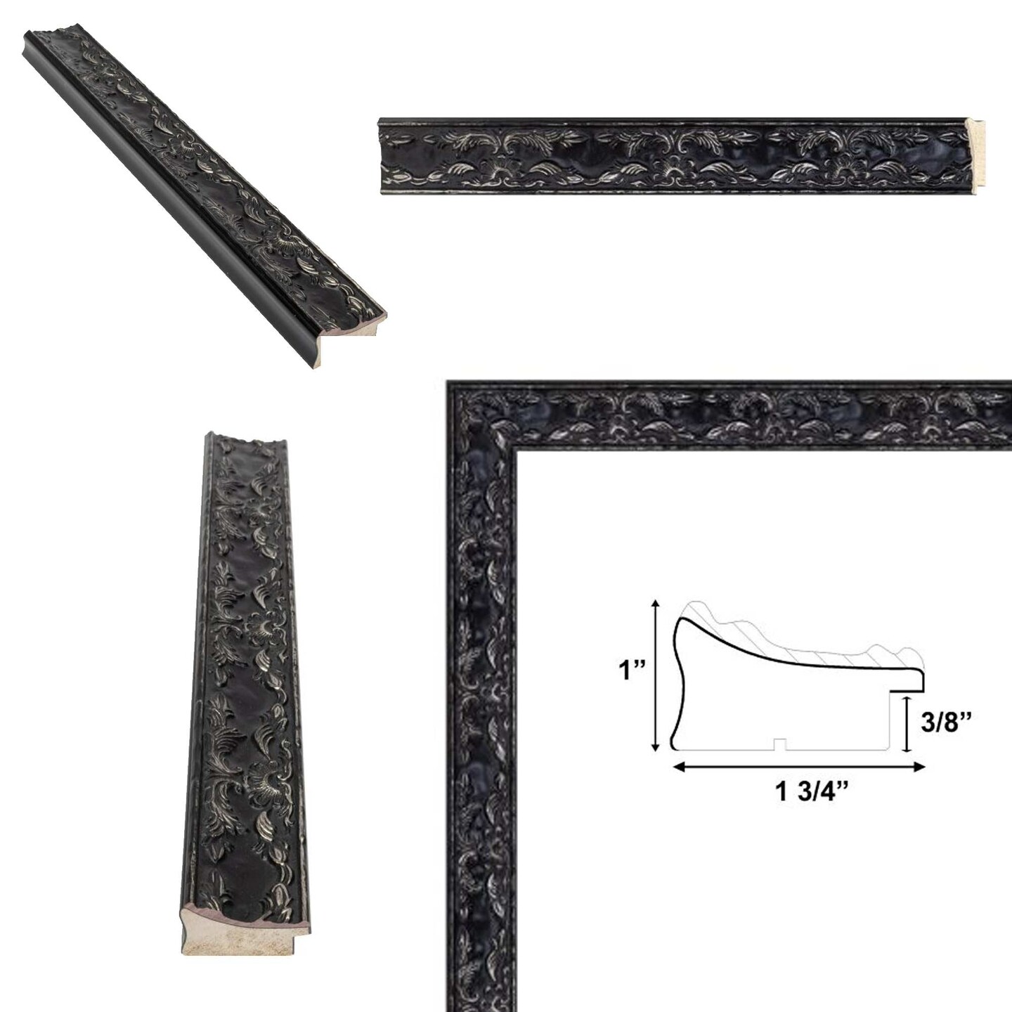 Renaissance Silver Black Ornate Picture Frame 27x40 frame