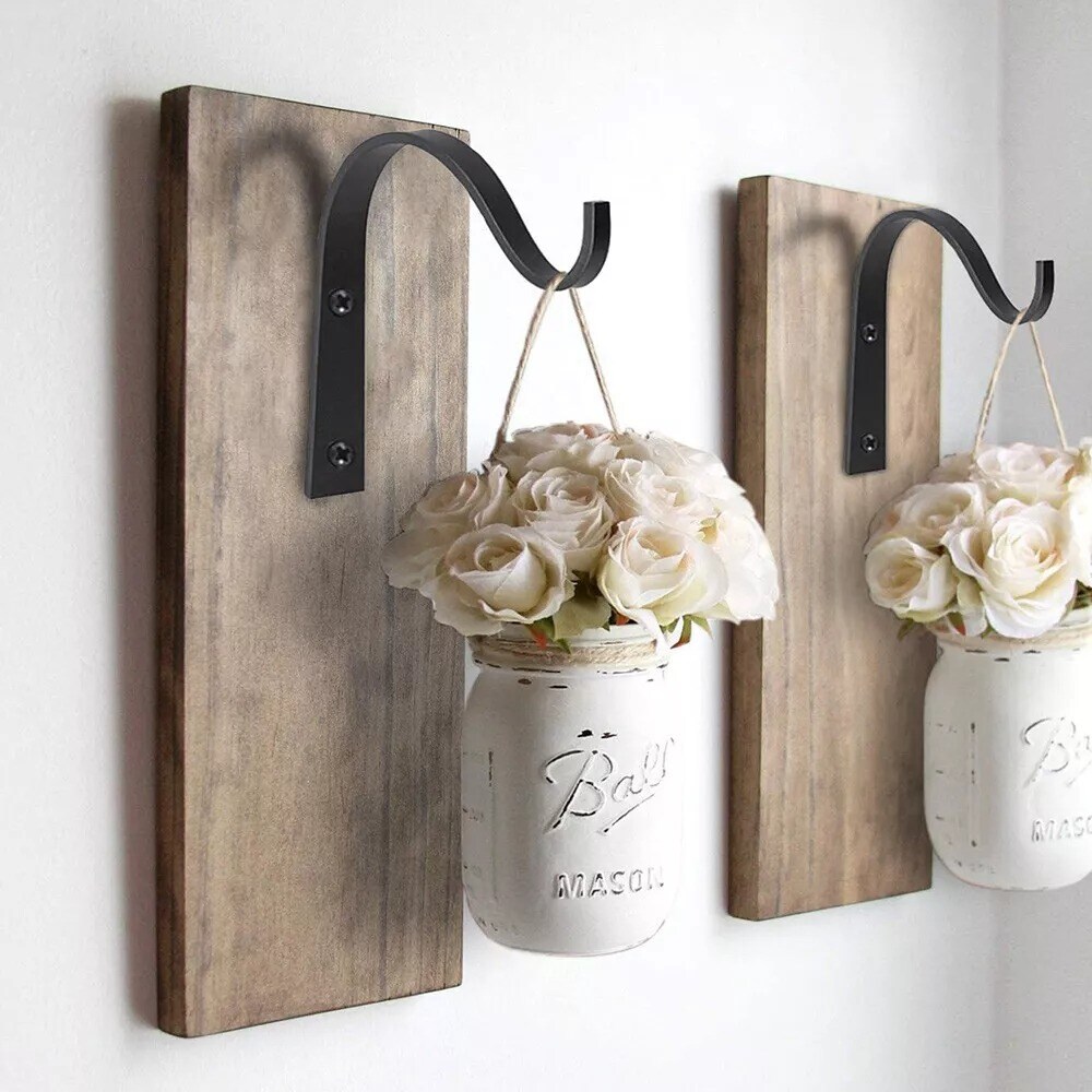 4 Pack Iron Wall Hooks Metal Lantern Bracket Coat Plant Hangers