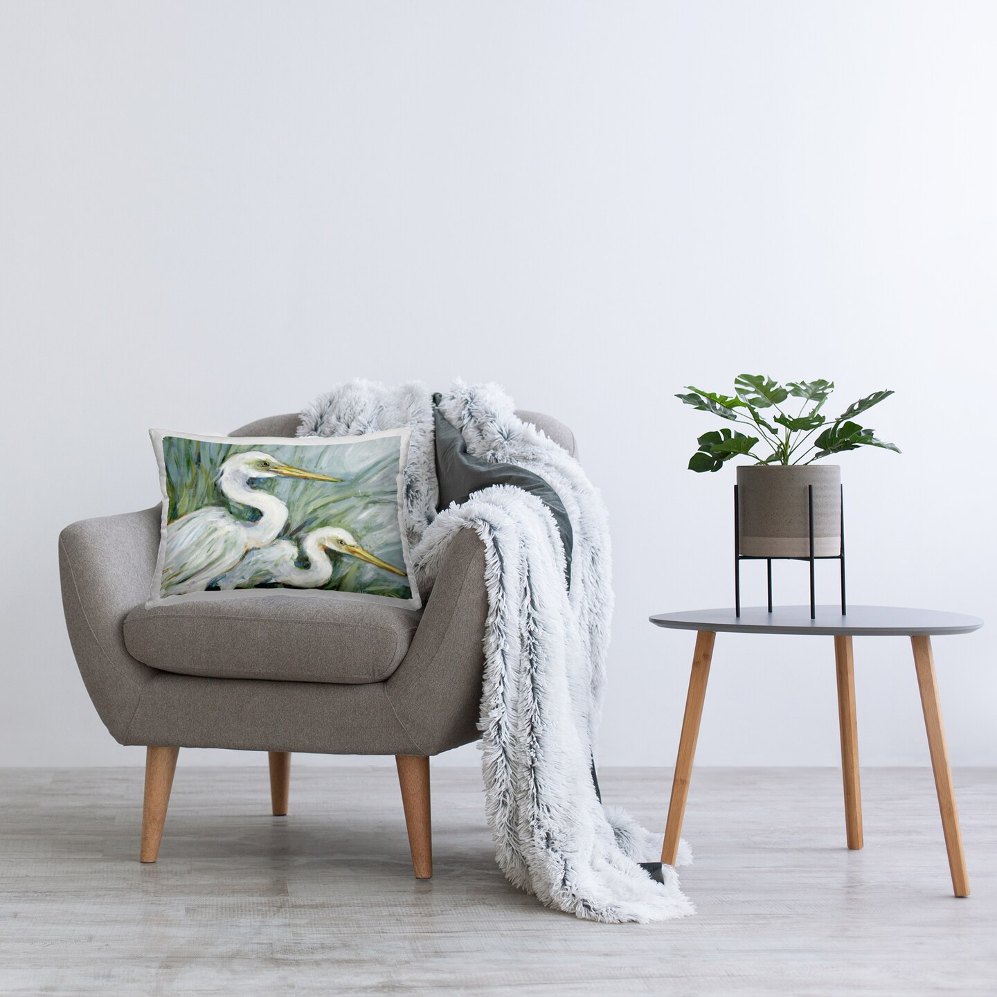 Stupell Industries White Herons Habitat Decorative Printed Throw Pillow, design by Susan Winget, 14 x 7 x 20