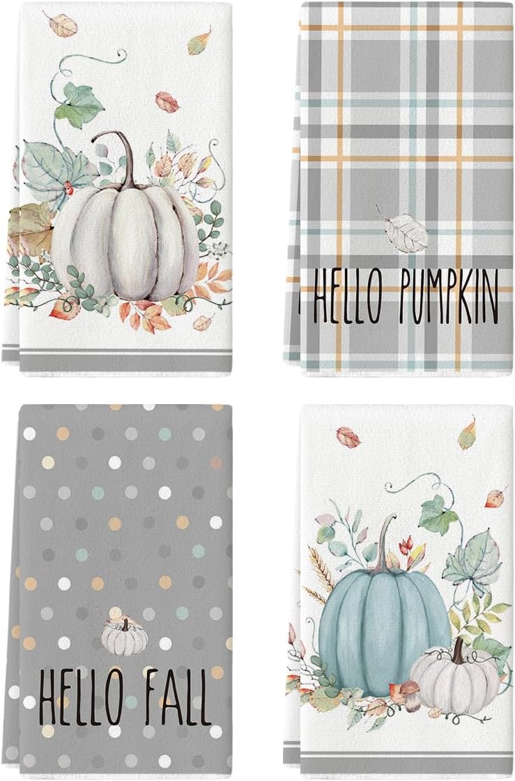 18x26 Inch Seasonal Leaves Decoration Hand Towels Set of 4