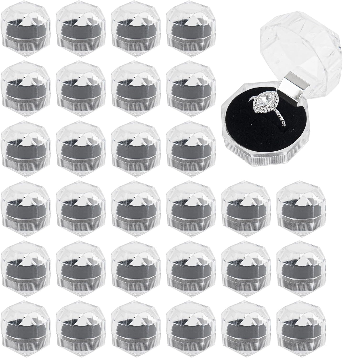 40 Pack Clear Plastic Ring Boxes, Small Jewelry Storage & Display ...