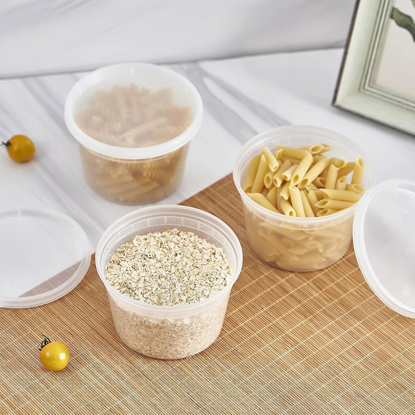 48Set - 16oz - Plastic Deli Food Storage Containers With Plastic Lids, Disposable togo containers for soup, Meal Prep