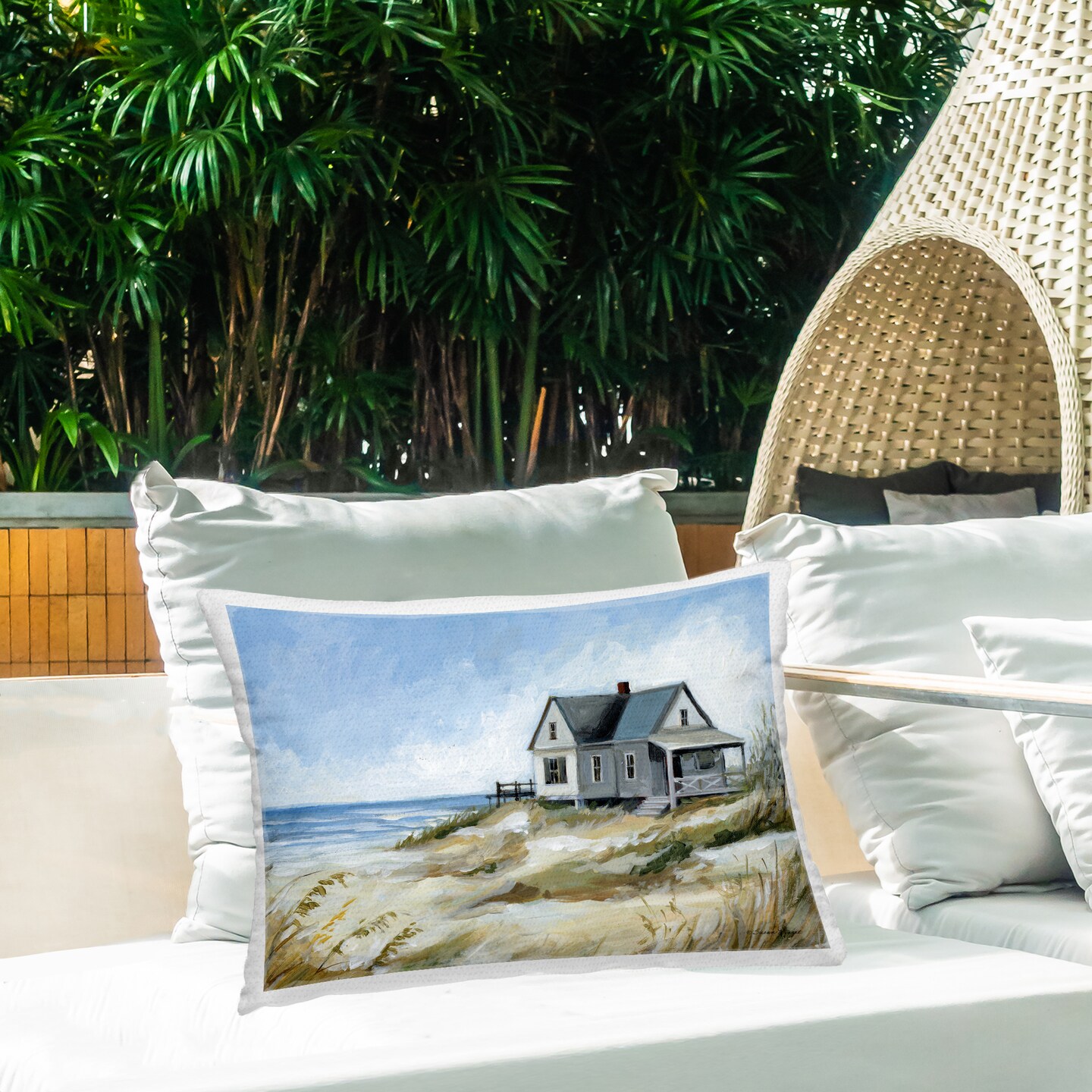 Stupell Industries House On The Beach Outdoor Printed Pillow, design by Susan Winget, 14 x 7 x 20