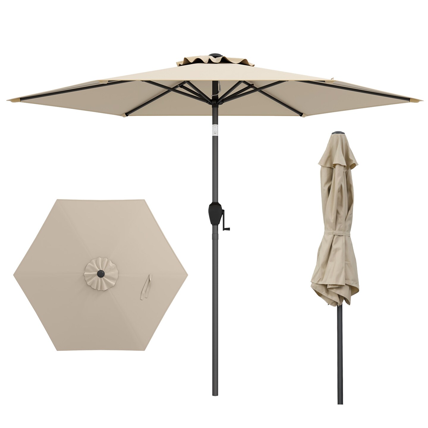 Outdoor 7.5 Feet Patio Umbrella with Sun-Proof Fabric and Push Button Tilt