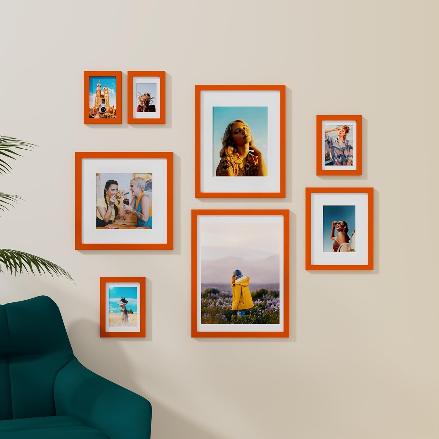 5x7 Picture Frame, Engineered Wood with Shatter Resistant Plexiglass, Photo Frame for Wall or Table Top Display, Orange, 1 Pack