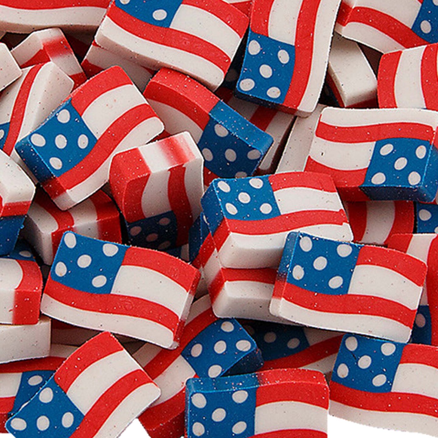 3/4&#x22; x 1/2&#x22; Bulk 144 Pc. Mini Patriotic USA Flag Rubber Erasers