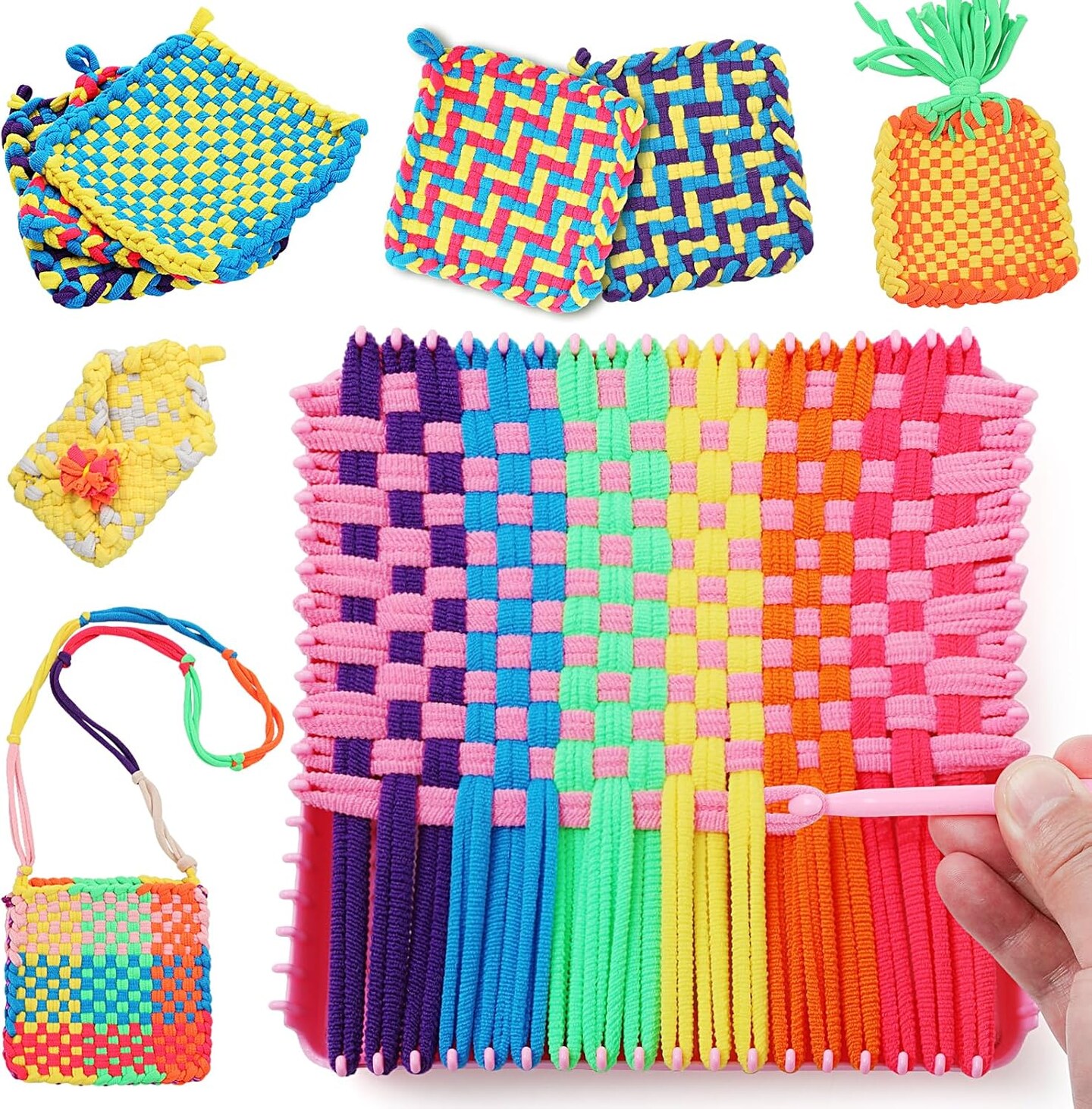 Weaving Loom Kit for Kids - Birthday Gifts for Girls Ages 6-12, DIY Craft Kit for Making Potholders