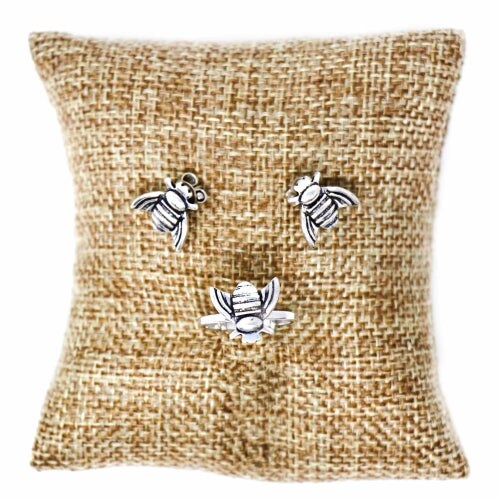 Honeybee Stud Earrings Silver Plated Brass Bee Post Earrings for Women Girls