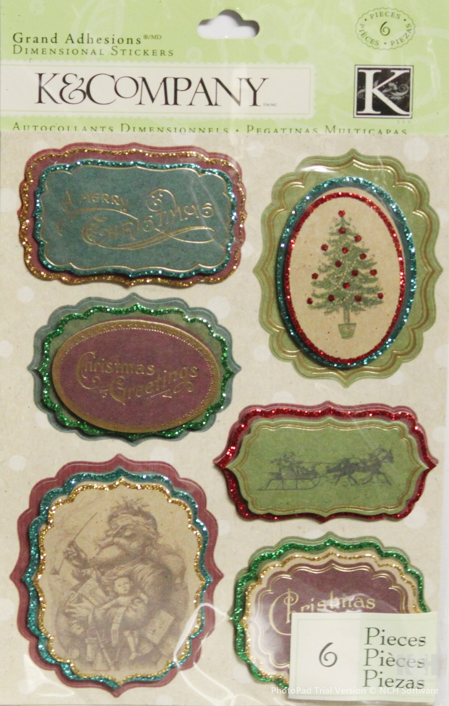 K &#x26; Company Christmas Cheer Icon Grand Adhesions Dimensional Stickers