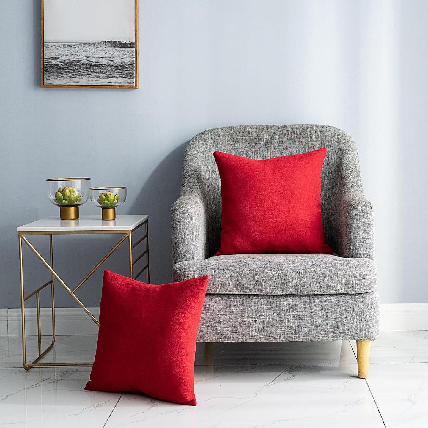 Decor Red Gray Pillows New Year/Christmas Decorations Red Throw