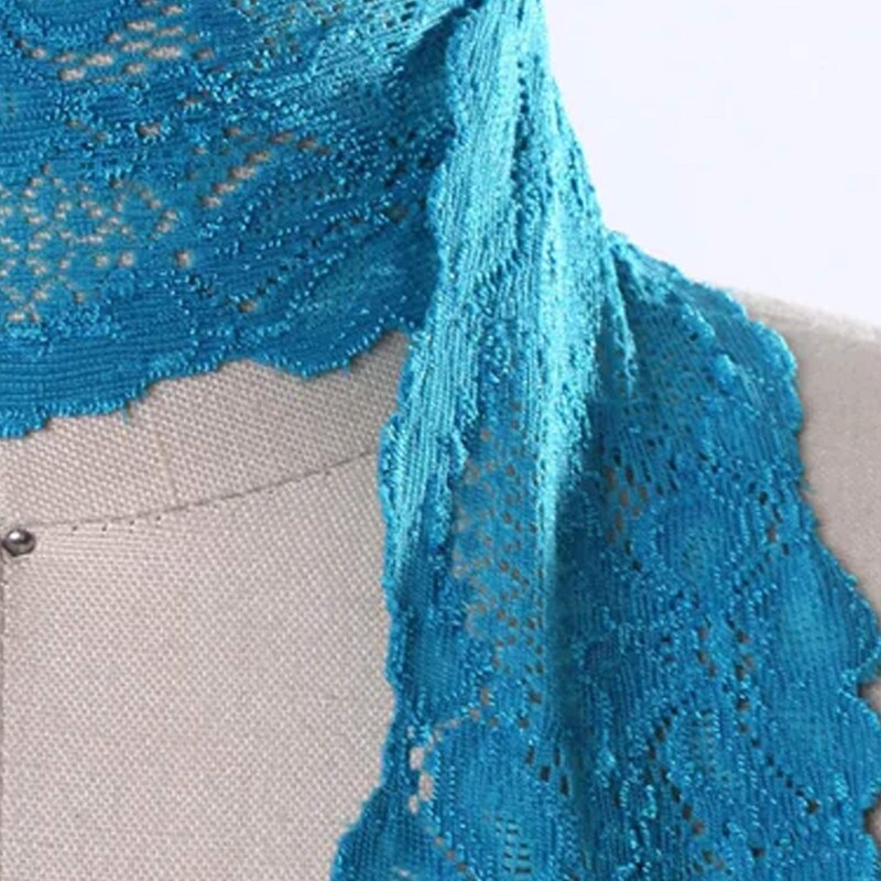 2 Yards Teal Blue Wide Stretch Lace Trim 2.5" Floral Elastic for Lingerie, Sewing & Crafts