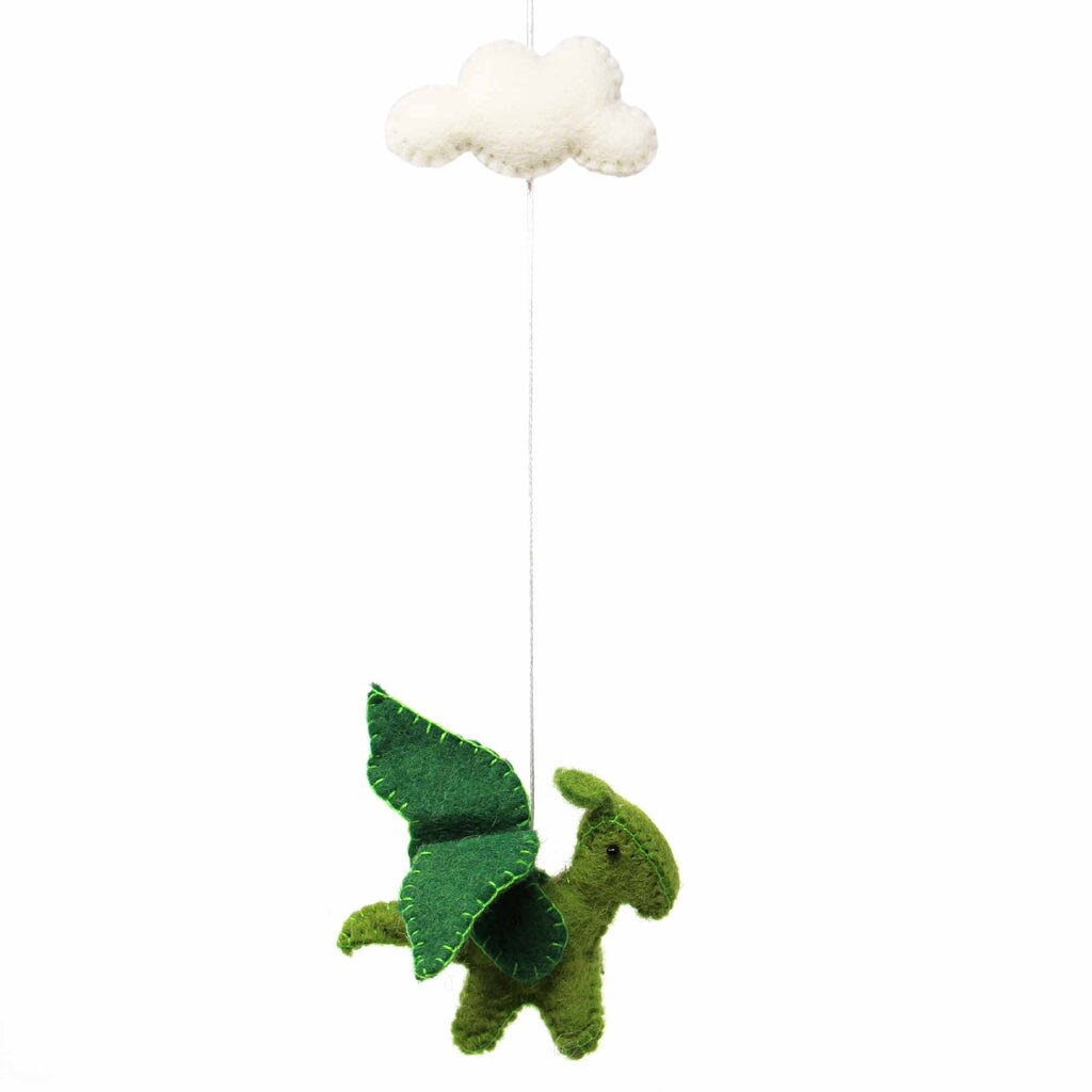 20 Inch Multi-Color Felt Hanging Mobile with Dragons and Clouds Nursery or Kids Room Decor