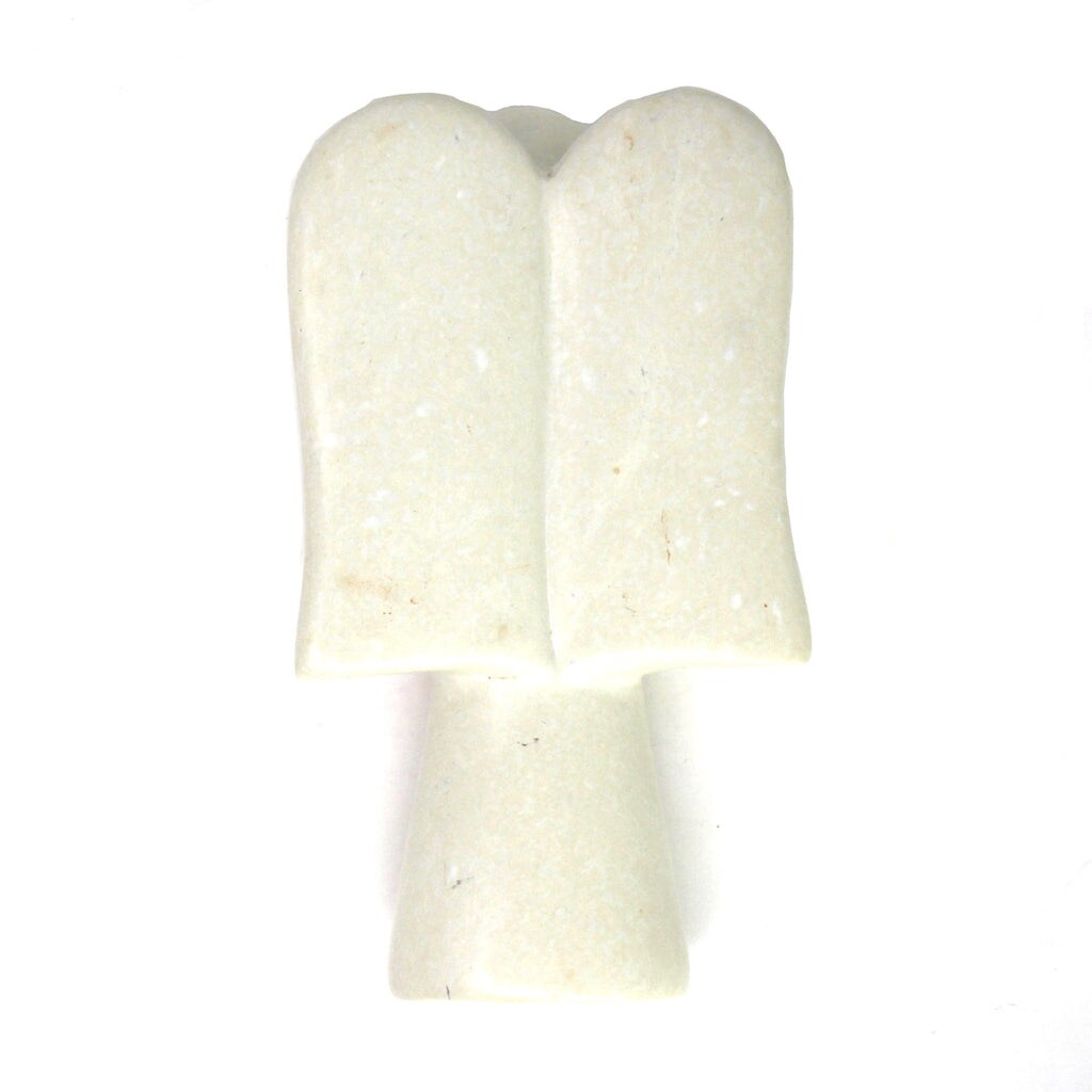 Cream Soapstone Angel Sculpture with Heart 5 inches Hand-Carved