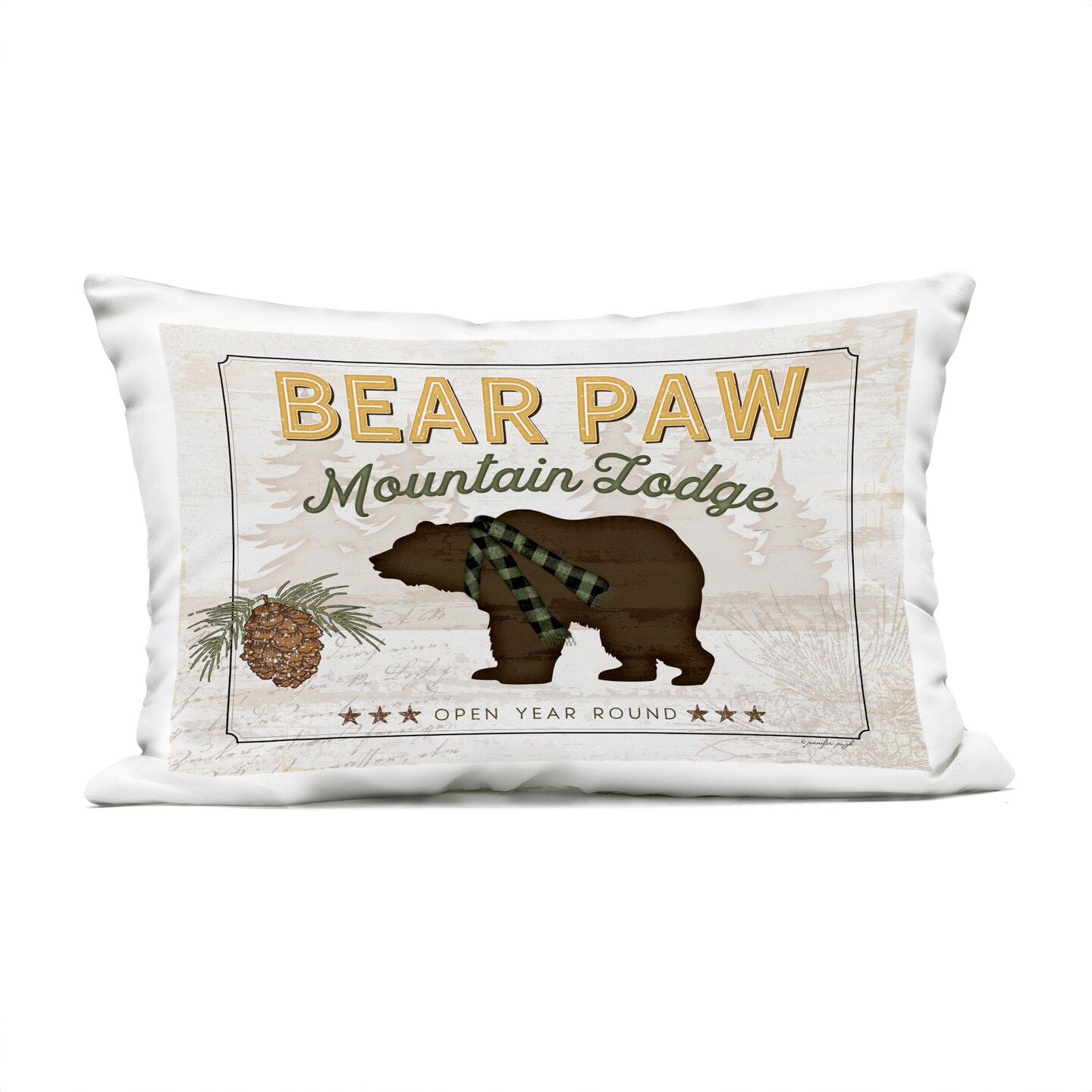 Stupell Industries Bear Paw Mountain Lodge Outdoor Printed Pillow, design by Jennifer Pugh, 14 x 7 x 20