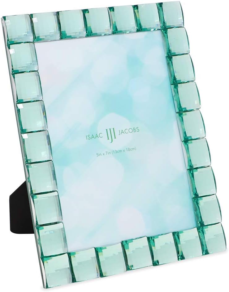 Decorative Sparkling Light Green Jewel 5x7 Picture Frame, Photo Display &#x26; Home D&#xE9;cor (Light Green)