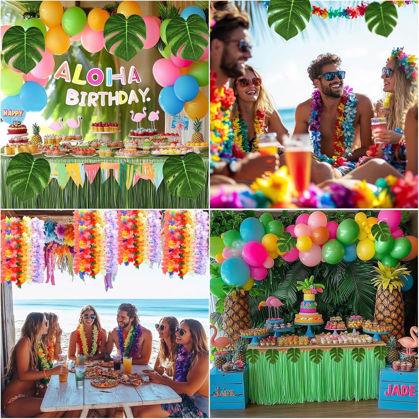 70 Pcs Hawaiian Luau Leis Decorations Supplies