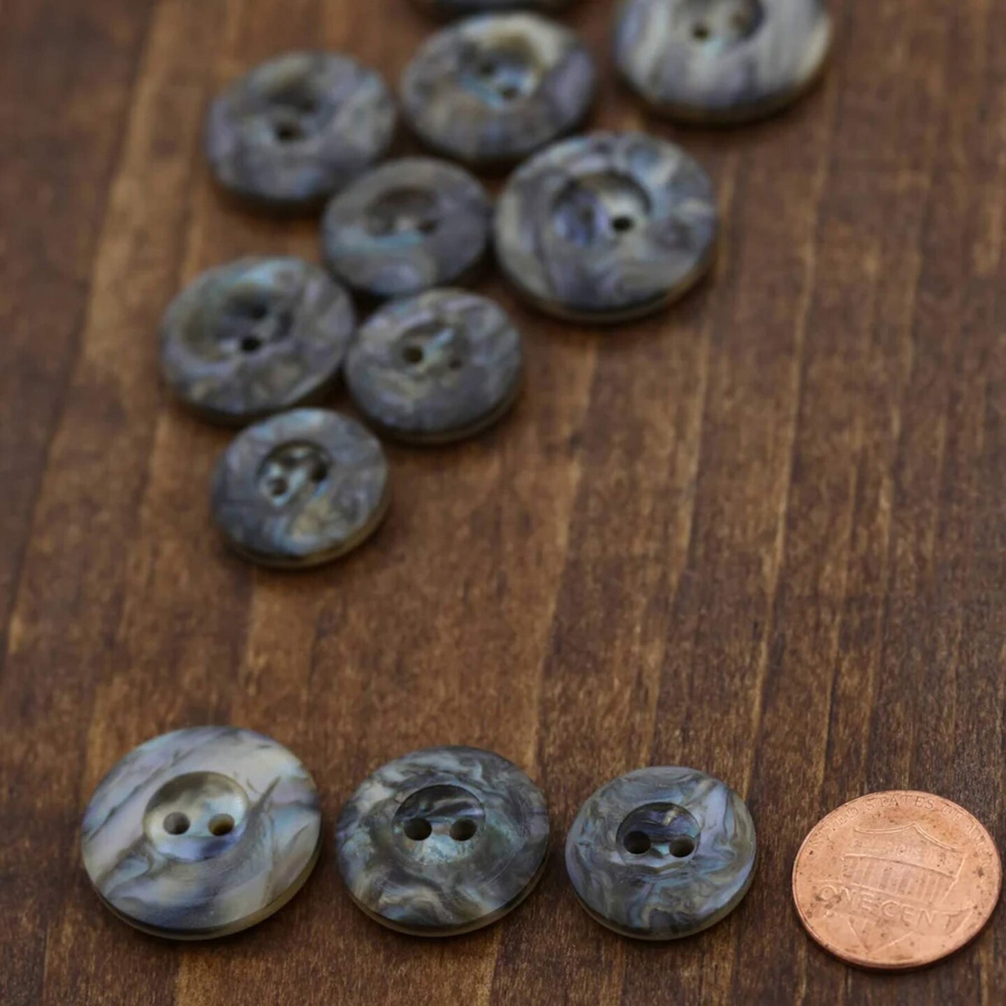12 Pieces 23mm Gray Marble Shell Buttons 2-Hole Faux Shell Plastic Sewing Buttons