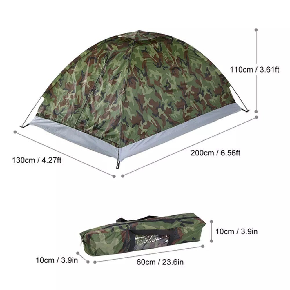 2Person Camping Tent Camouflage Patterns Backpacking with Carry Bag