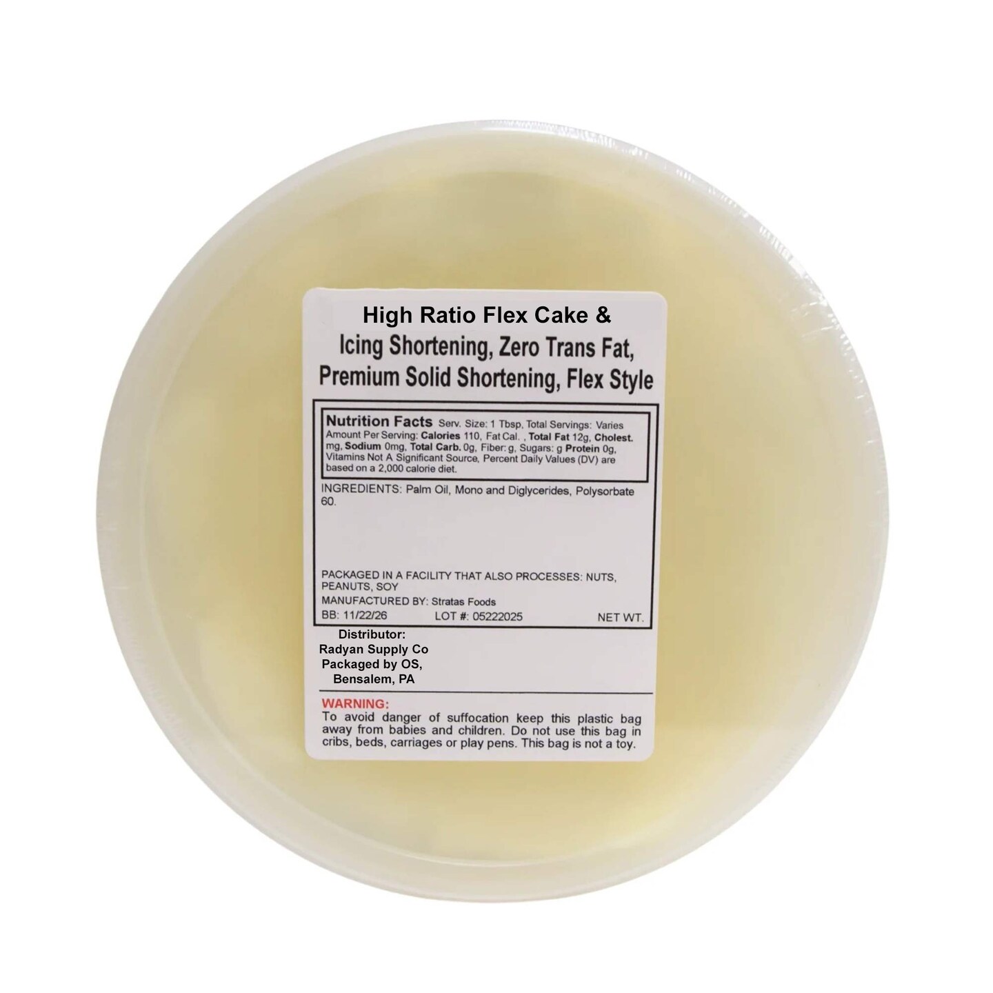 Sweetex 2.5 LB High Ratio Cake &#x26; Icing Shortening Smooth Trans Fat Free Bright Finish