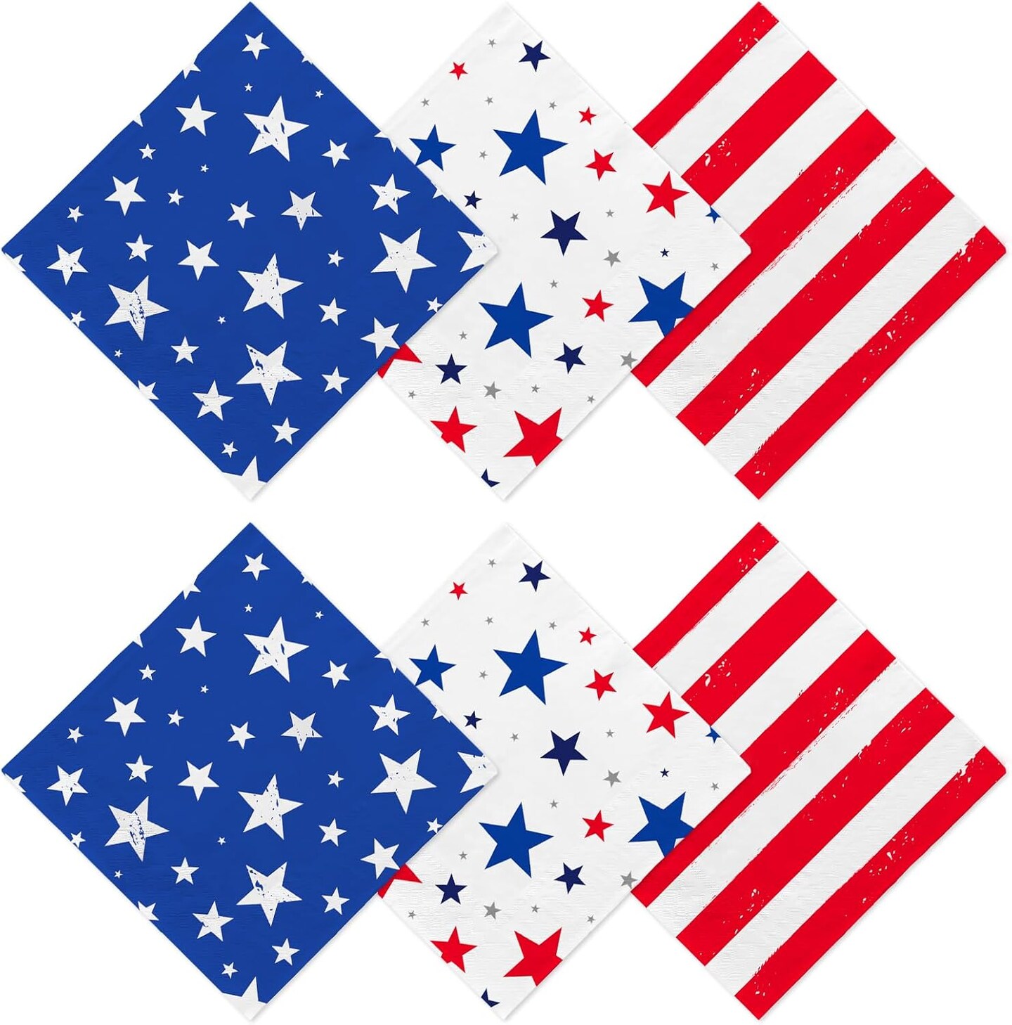 4th of July Party Supplies Set - American Flag Patriotic Theme Kit for Independence & Election Day Decorations,Disposable Paper Napkins for Patriotic & 4th of July Party Decorations,48 Pack