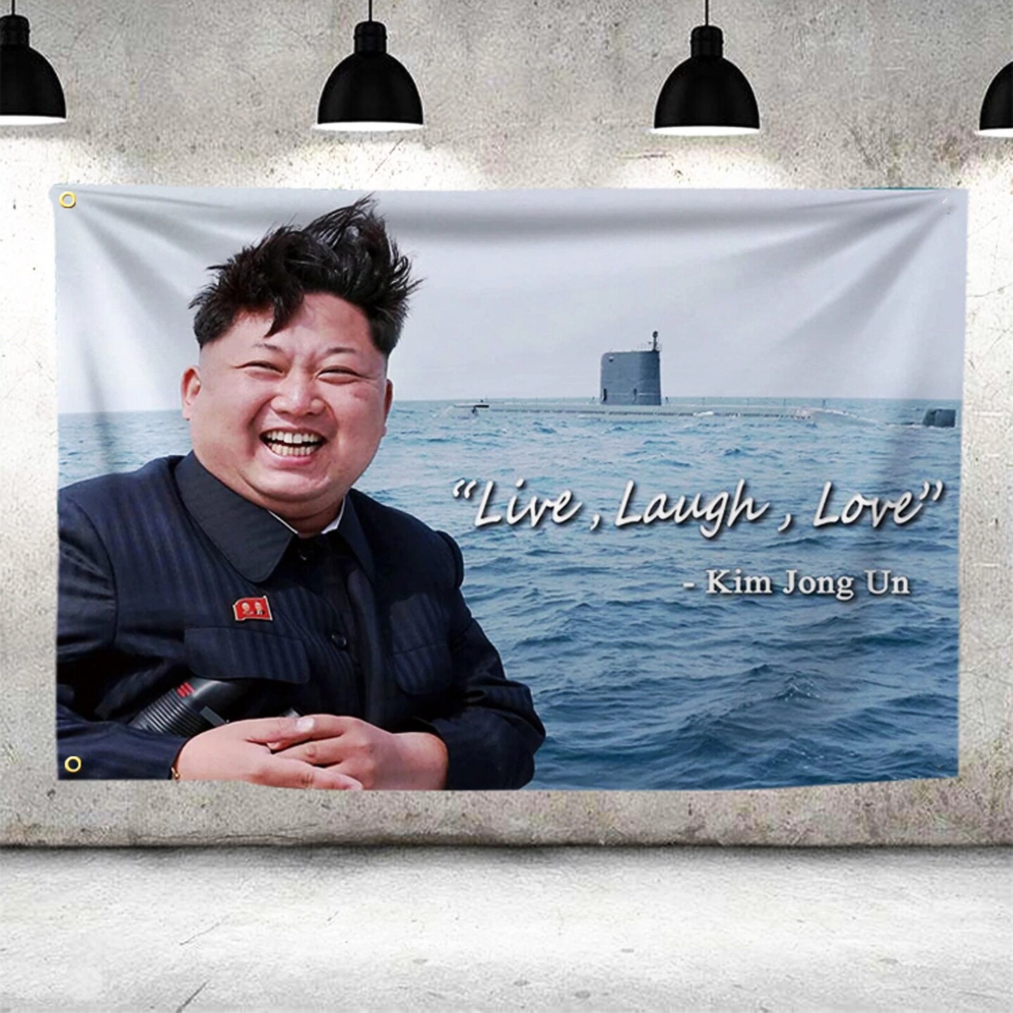Kim Jong Un Live Laugh Love 3x5FT Banner Flag College Dorm Decor