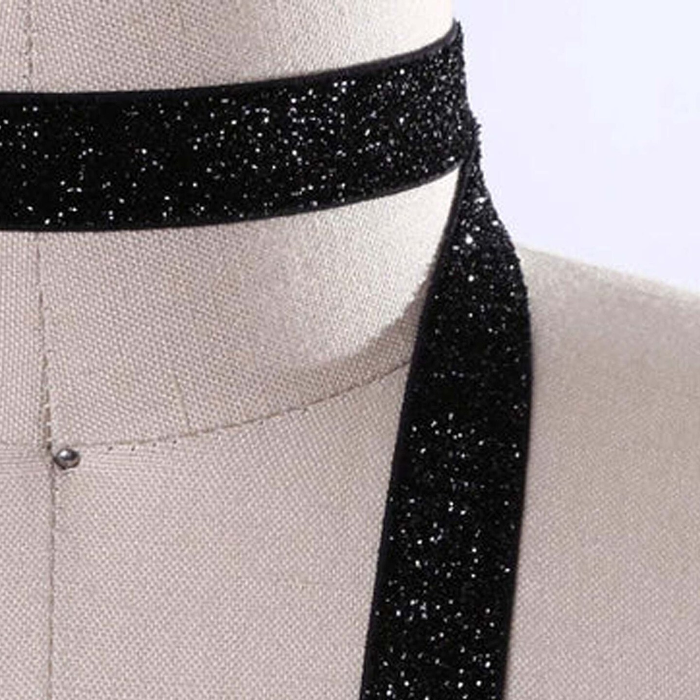 5/8" 2 Yards Black Glitter Elastic Stretchy Trim Sparkly Craft Tape