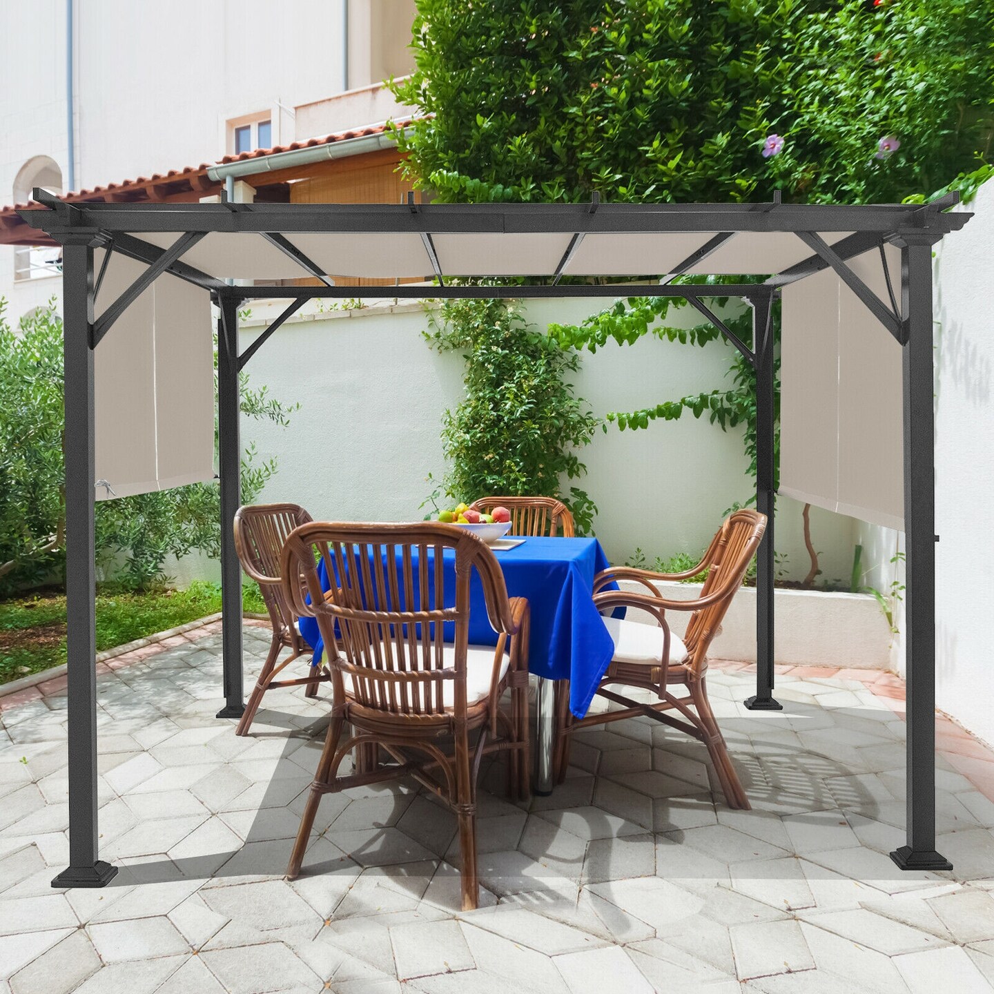 Set of 2 Gazebo Canopy Covers 16x4 Ft Waterproof Outdoor Shade Panels