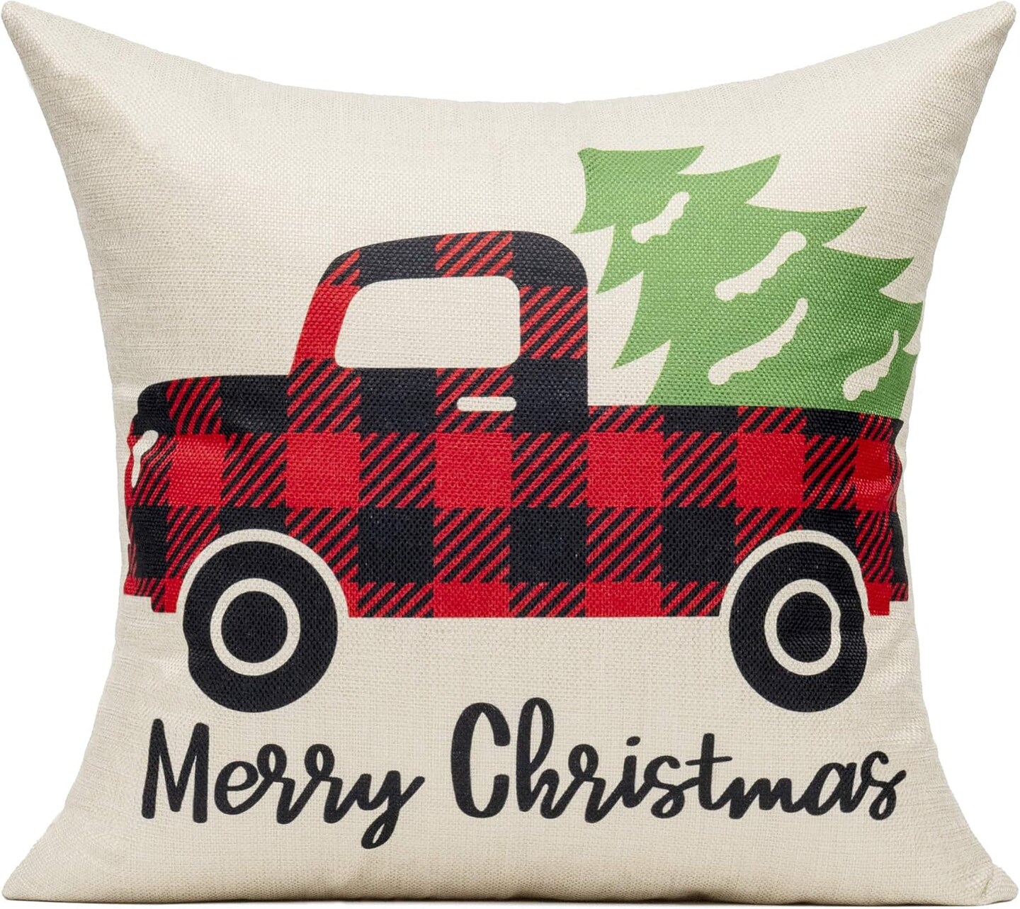Christmas Throw Pillow Covers Decorations Outdoor 18x18 Set of 4 Farmhouse Buffalo Check Xmas Red Deer Cushion Cases Winter Living Room Snow Holiday Home Decor for Couch Porch Indoor Navidad