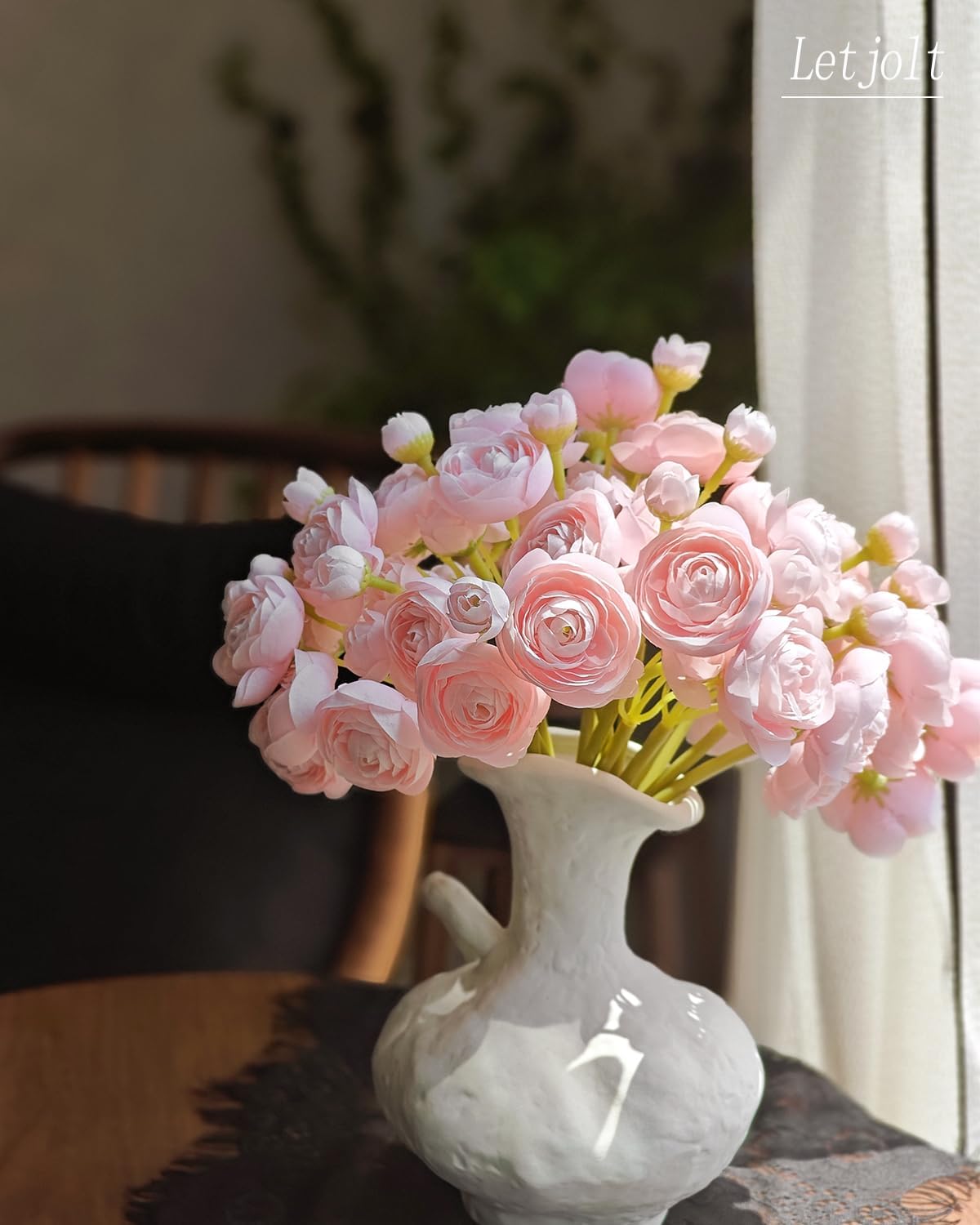 18PCS Pink Ranunculus Artificial Flowers – Silk Faux Flowers for Wedding Bouquets, Engagement Centerpieces, Bridal Shower, DIY Floral Arrangements & Home Decor