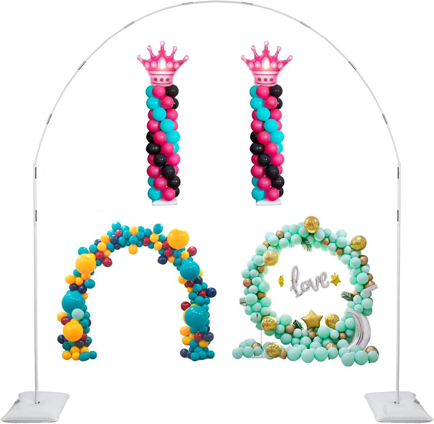 Balloon Arch Stand, 7.5ft Large Round Backdrop Frame (	White )