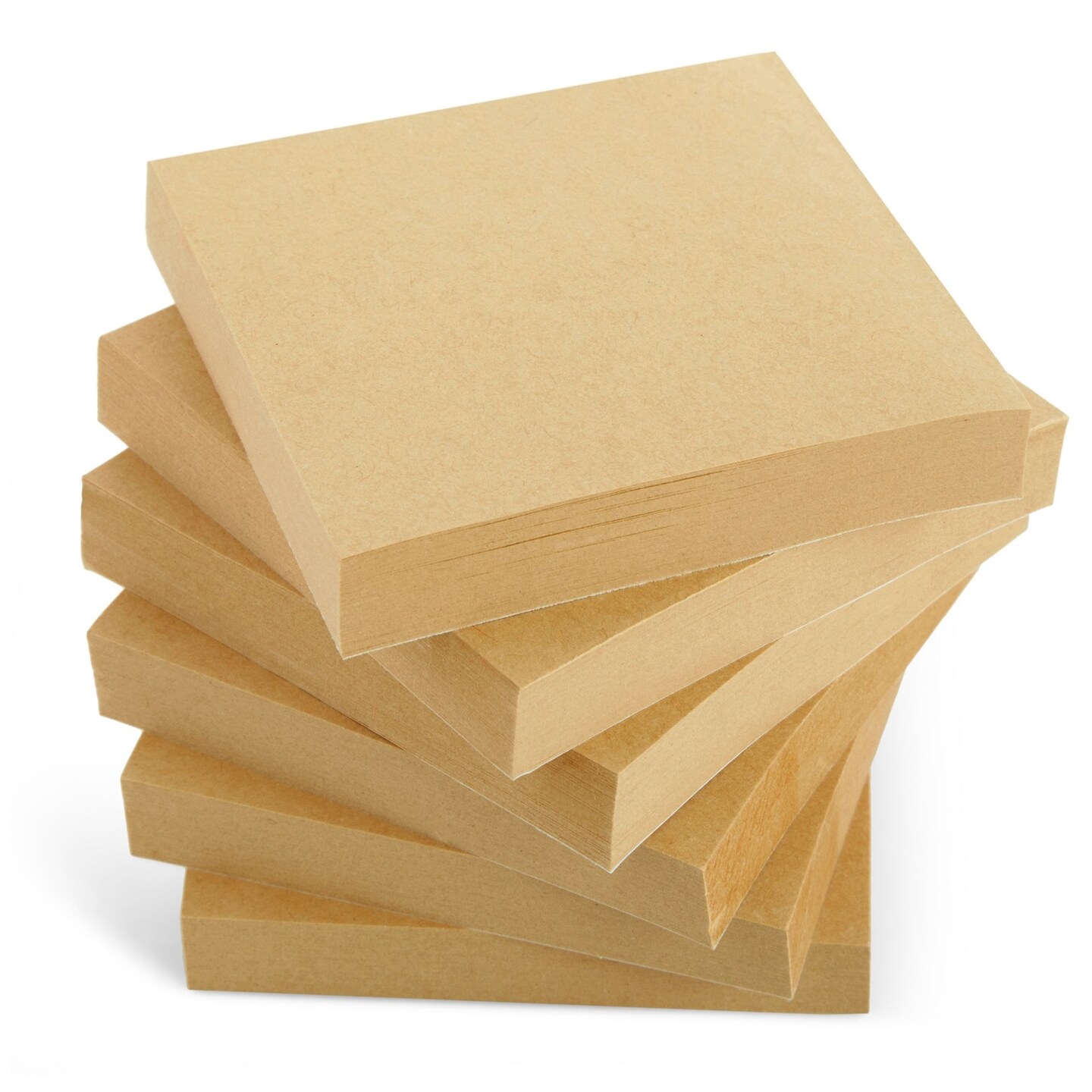 Juvale 6-Pack Kraft Paper Sticky Notes 3x3 inch, Brown Self-Adhesive Memo Notepad Set, Self-Stick Note Pads for Office Work, Home, School, Teachers, 100 Sheets Per Pad