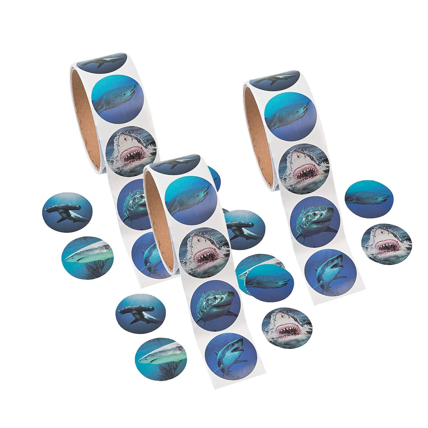 Realistic Photo Shark Sticker Roll 100 Pc