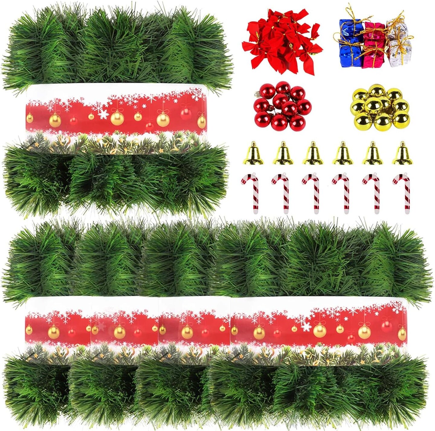 5 Pack 250FT Christmas White Garland Flower for Christmas and Non-Lit Soft Holiday Decor for Outdoor Indoor Artificial Christmas Twist Garland Home Artificial Wedding Party Decoration