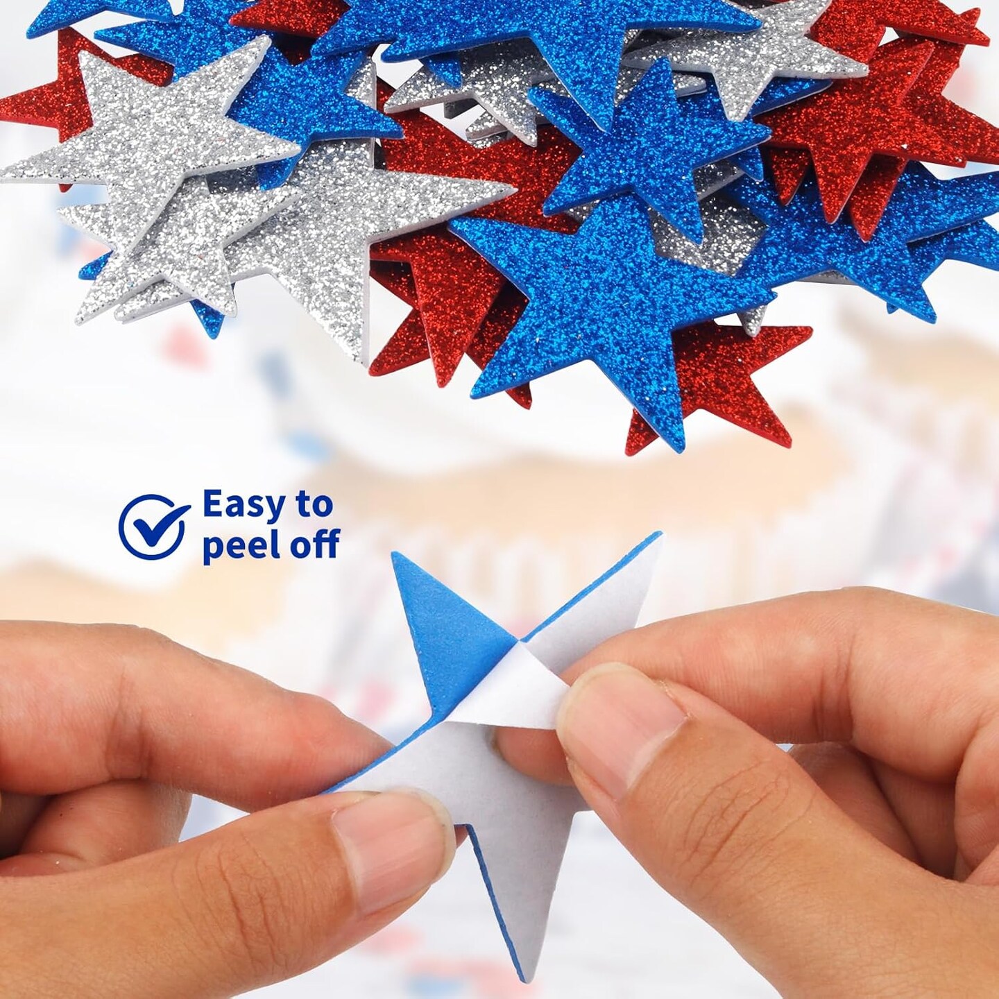 50 PCS Self-Adhesive Small Stars for Greeting Cards, Glitter Star Foam Stickers for Party Decoration, Star Shape Glitter Foam Sticker for Kid&#x27;s Arts Craft Supplies