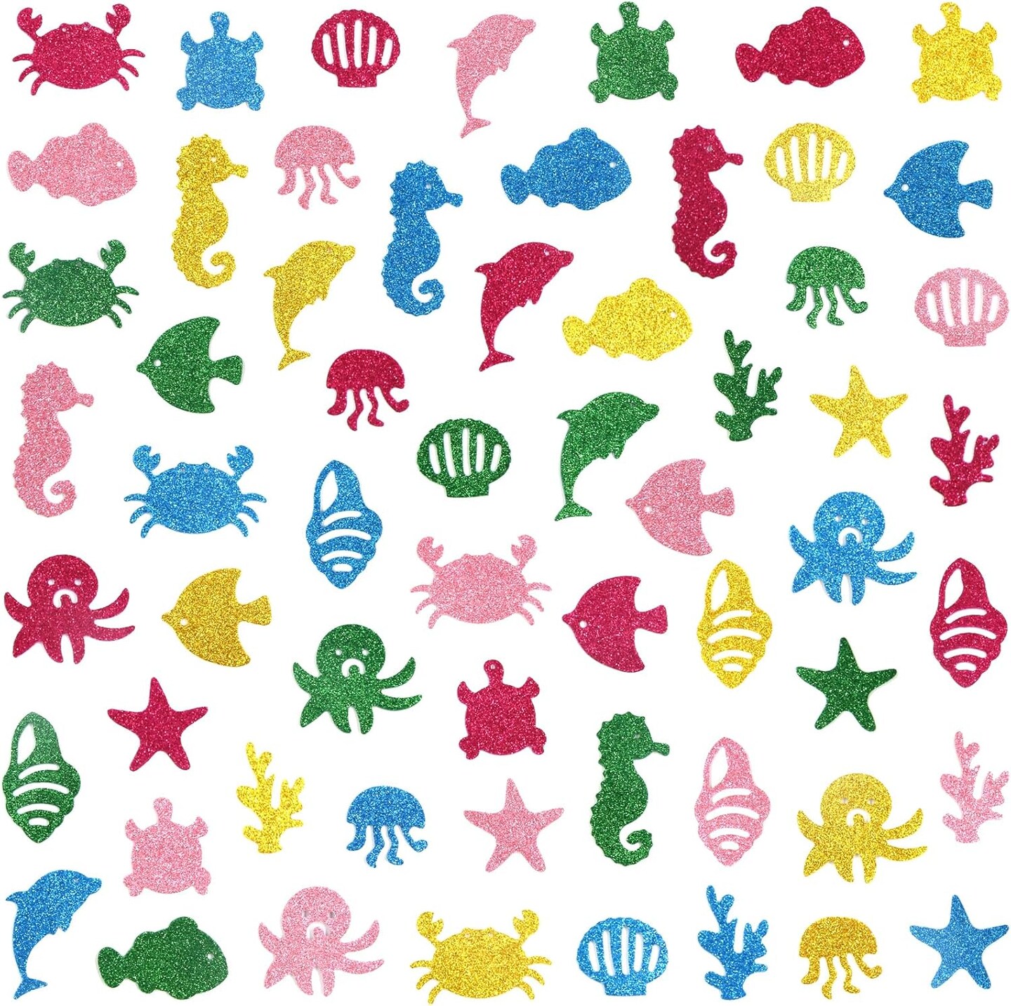 Ocean Stickers for Kids Glitter Foam Fish Sticker for Summer Sea Party Arts Crafts Scrapbooking Cards Supplies 120Pcs