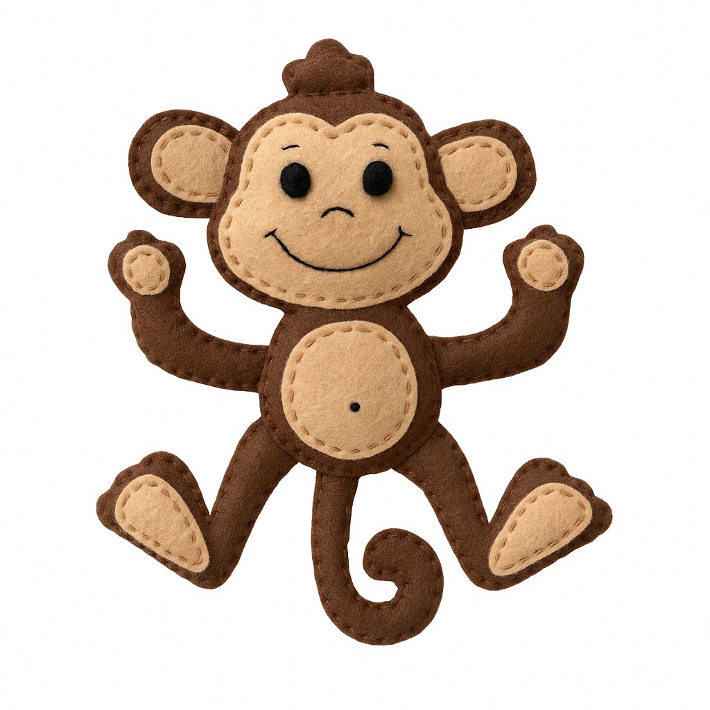 FabricLA DIY Felt Monkey Craft Kit – Beginner Sewing Project for Ages 9+ | All Supplies Included