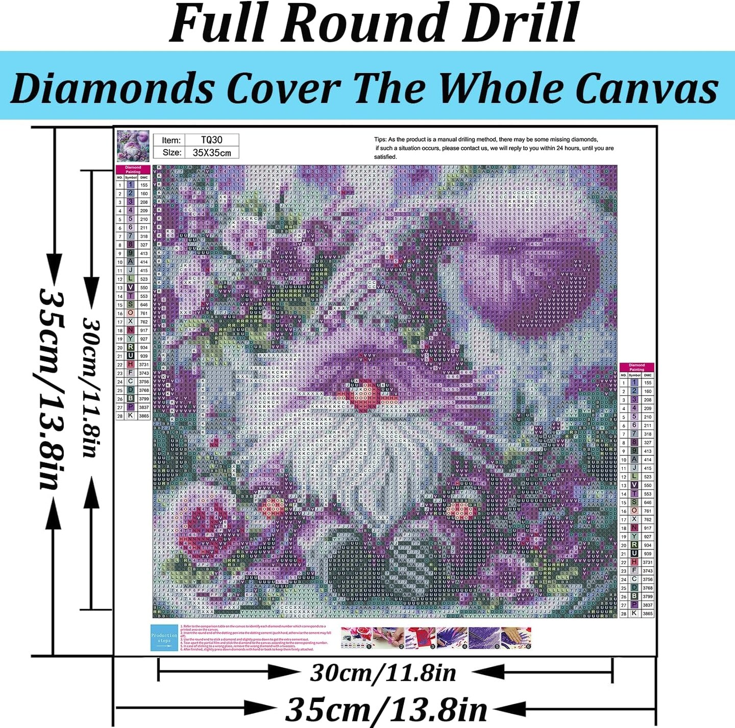 Purple Gnome Flower Diamond Art Kits for Adults, 5D Diamond Painting Kits for Adults Beginners, DIY Full Round Drill Diamond Dot Painting Gem Art Kits for Adult, Home Wall Decor