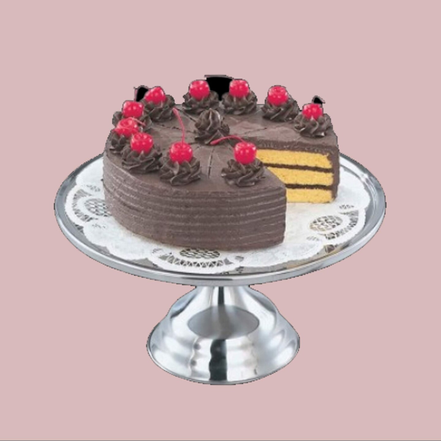 13&#x22; Round Stainless Steel Cake Stand, 7 3/8&#x22; Height