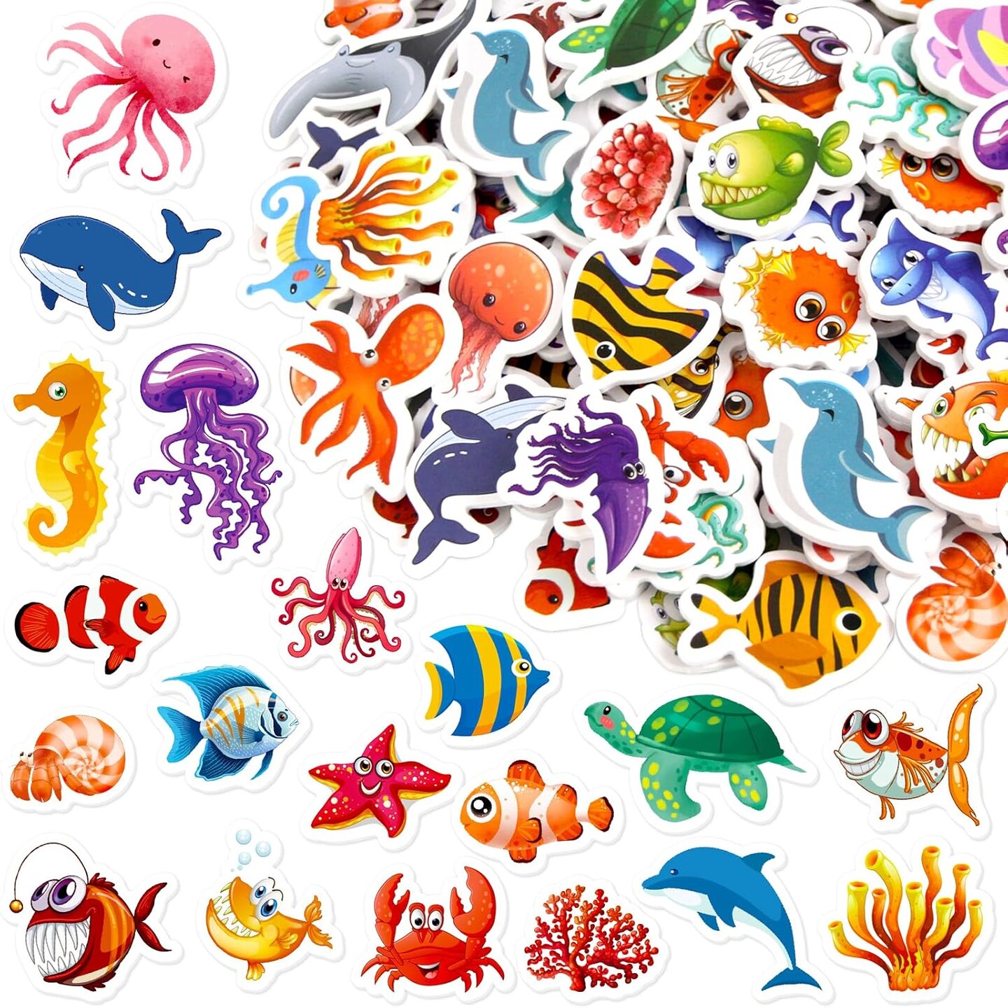 Ocean Sea Animal Foam Stickers for Kids Crafts Fish Sticker Sea Creature Labels for Art Craft Ocean Themed Party Decoration Favors Toddlers Reward Supplies 200Pcs