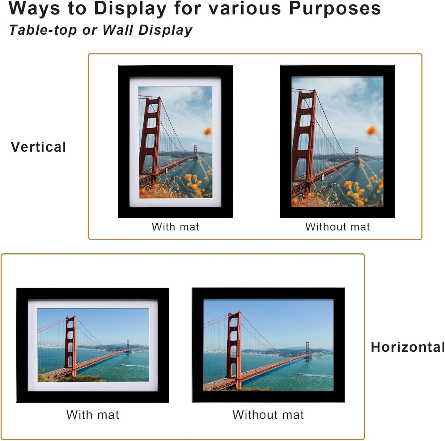 5x7 Picture Frame Black Set of 4