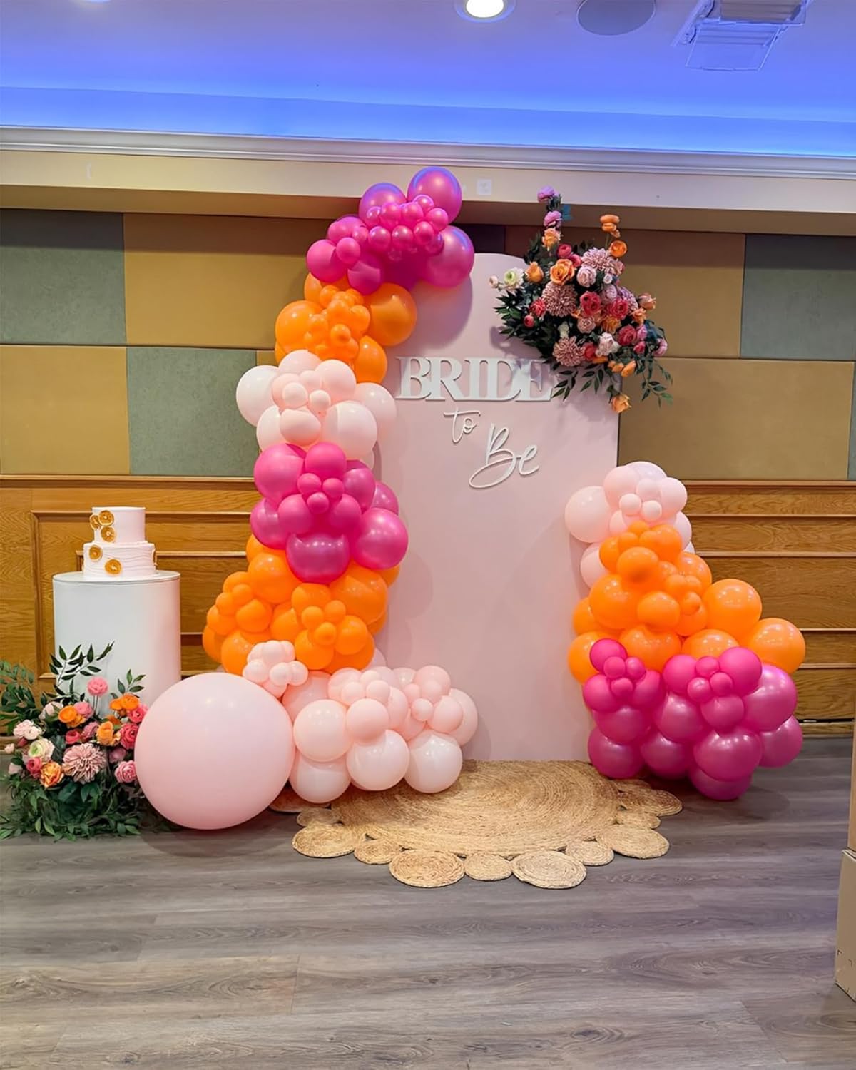Pink and Orange Balloons 60PCS 12 inch Orange Hot Pink Light Pink Latex Balloons with Ribbons for Party Decoration