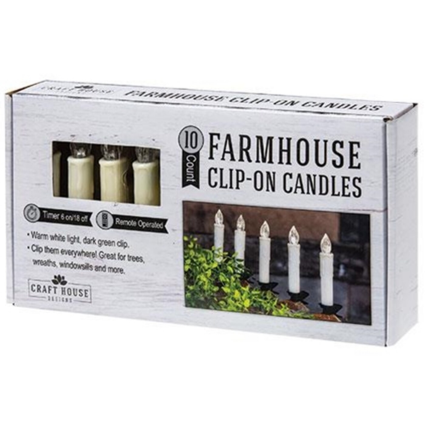 Set of 10 Ivory Flameless Taper Candles with Clips Remote and Timer Battery Operated Lights