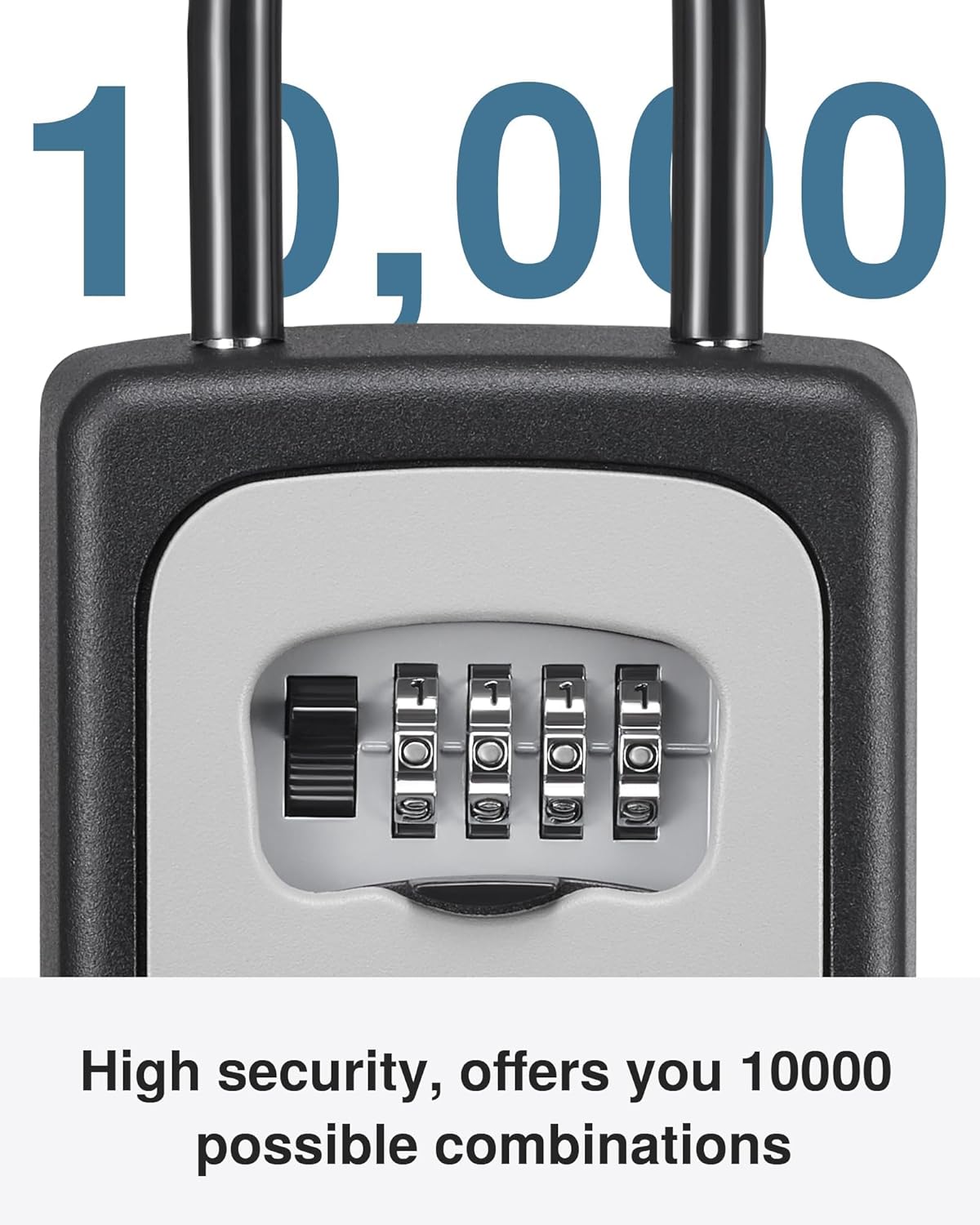 Large Key Lock Box Resettable Combination Code Lockbox, Portable Wall Mount Lockbox Waterproof Security Safe Box for Outside Outdoor Home Office Door Handle House Key, Gray