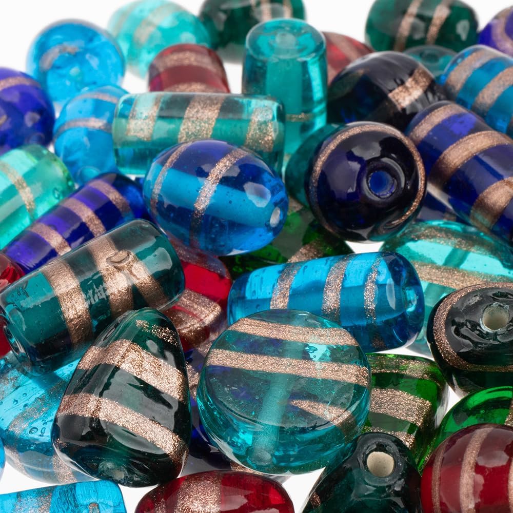 Assorted Bead Mix &#x2013; 1 lb Gold Foil Beads &#x2013; Assorted Shapes