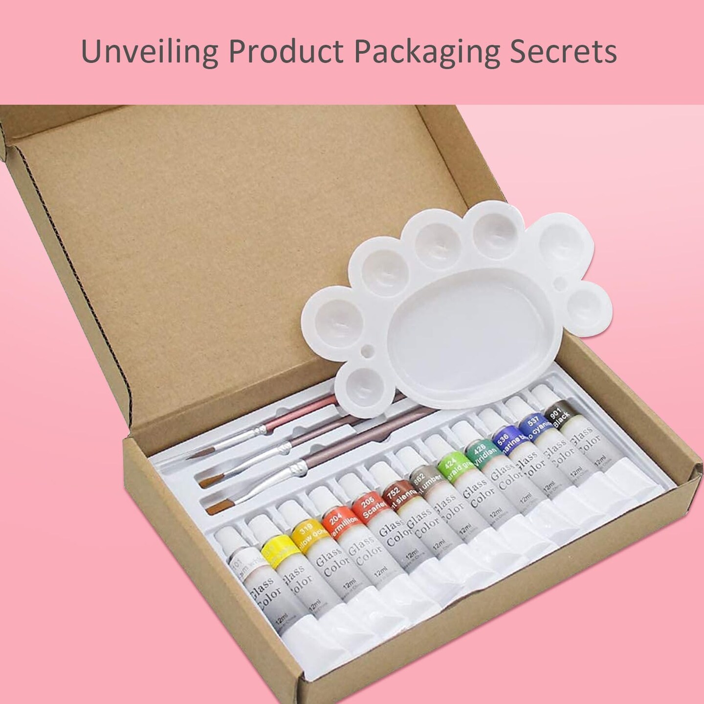 Stain Glass Paint Kit with 12 Colors, 3 Nylon Brushes, 1 Palette, Permanent Acrylic Enamel Painting Set to Create Translucent Arts on Transparent Wine Glasses, Enamel, Window and Glass